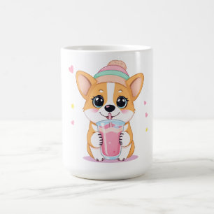 Adorable Corgi Enjoying a Smoothie Coffee Mug