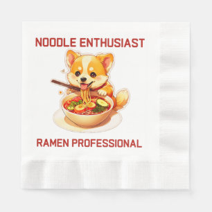 Adorable Corgi Enjoying Ramen Sticker – Cute & Fun Napkins