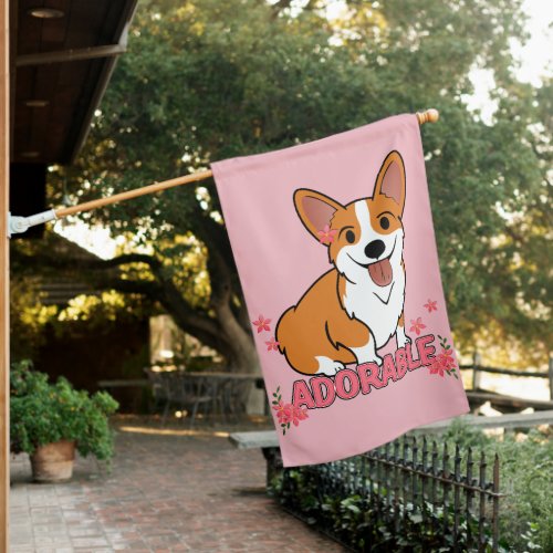 Adorable Corgi House Flag