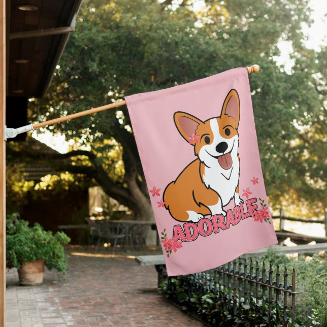Adorable Corgi House Flag (In SItu)