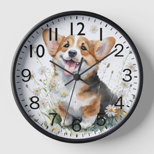 Adorable Corgi Puppy Dog Clock