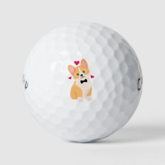 Adorable Corgi with Bow Tie with Hearts Dog Lovers Golf Balls