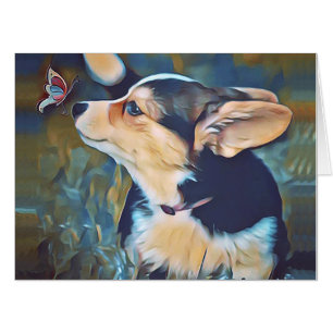 Adorable Corgi with Butterfly Card