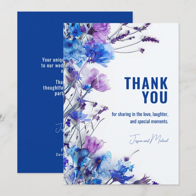 💍 Adorable Cornflower Dreams Thank You Card (Front/Back)