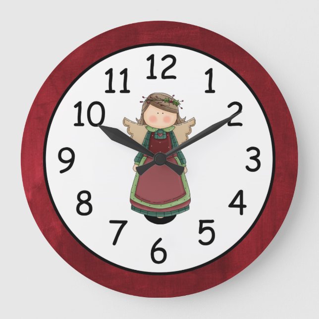Adorable Country Angel Doll Large Clock (Front)