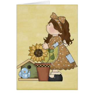 Adorable Country Doll with Sunflower Cards