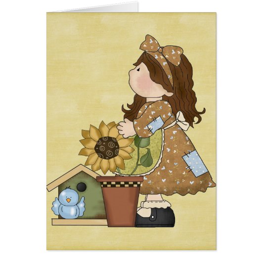 Adorable Country Doll with Sunflower Cards (Front)