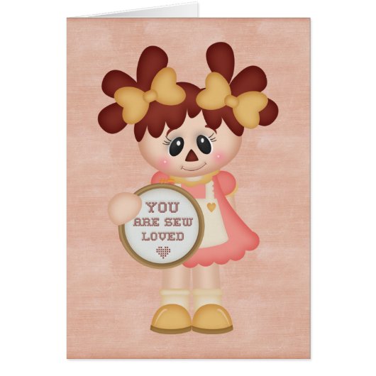 Adorable Country Sewing Rag Doll Cards (Front)