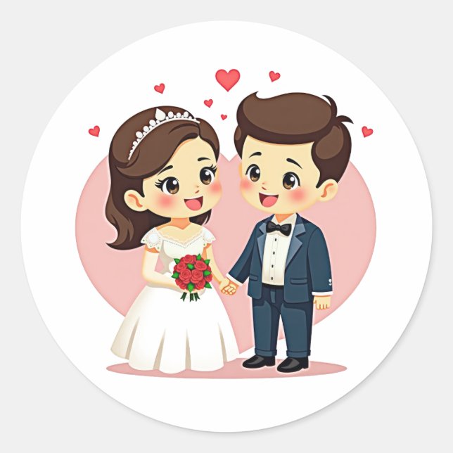 Adorable Couple Wedding Stickers (Front)