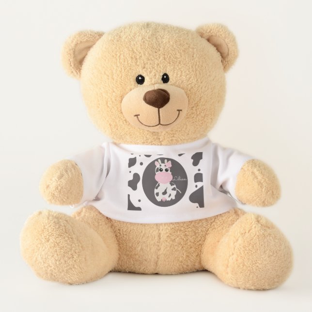 Adorable Cow Cartoon Name Teddy Bear (Front)