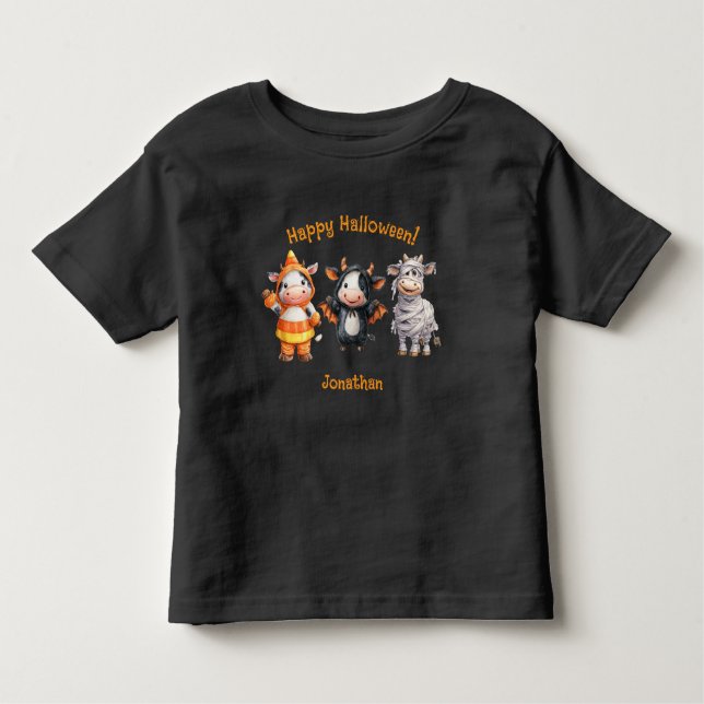 Adorable Cow Friends Fun Halloween Graphic Toddler T-shirt (Front)
