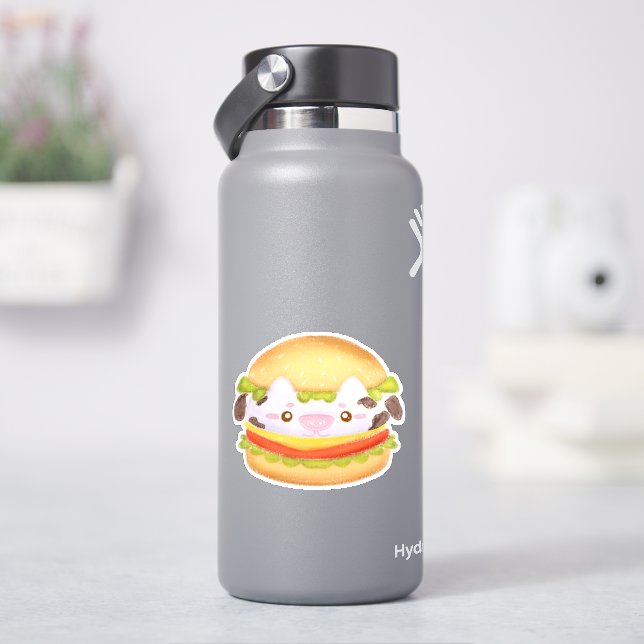 Adorable Cow Hamburger  Sticker (HydroFlask)