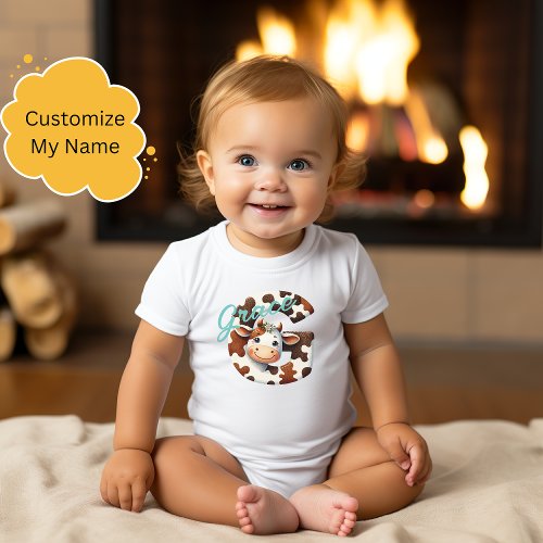 Adorable Cow Letter B Baby Outfit with Custom Name Baby Bodysuit