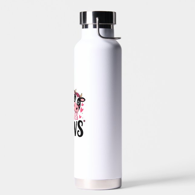 Adorable Cow Lover Design  Water Bottle (Left)