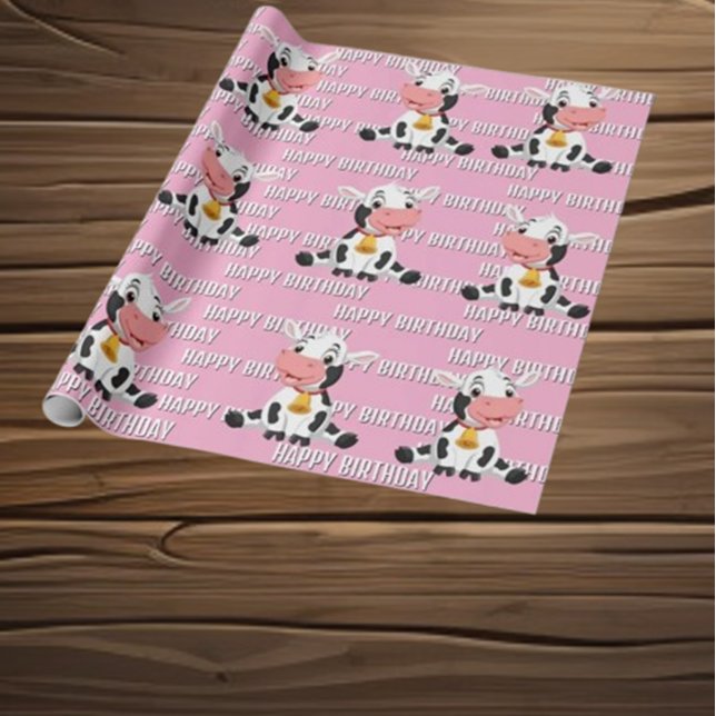  adorable cow print  wrapping paper (Make your child's birthday unforgettable with our Exciting Cow Birthday celebration!)