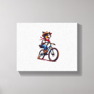 Adorable Cowdog Riding Mountain Bike Adventure  Canvas Print
