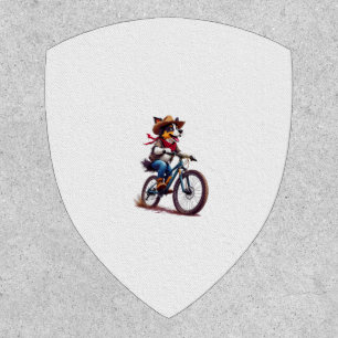 Adorable Cowdog Riding Mountain Bike Adventure  Patch