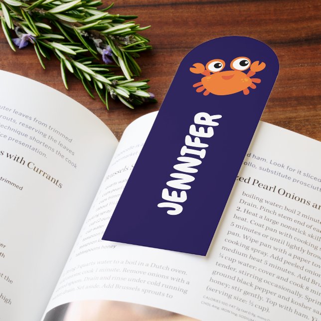 ADORABLE CRAB CARTOON ADD KIDS NAME  BOOKMARKS (Book)
