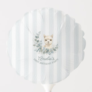 Adorable Cream Watercolor Alpaca Birthday Balloon