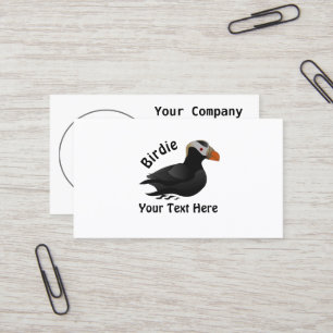 Adorable Crested Puffin Cartoon Swimming Business Card