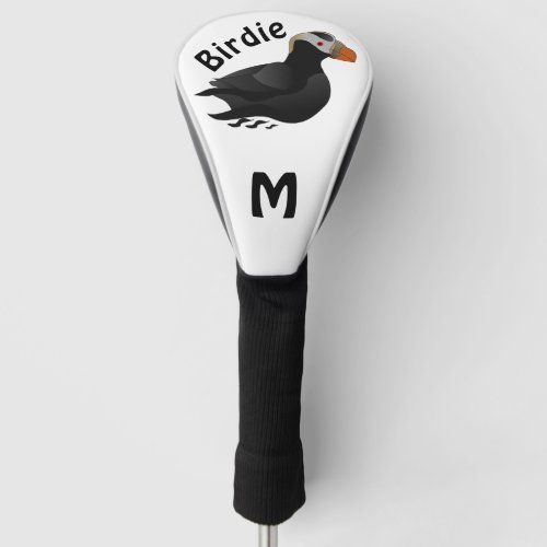 Adorable Crested Puffin Cartoon Swimming Golf Head Cover
