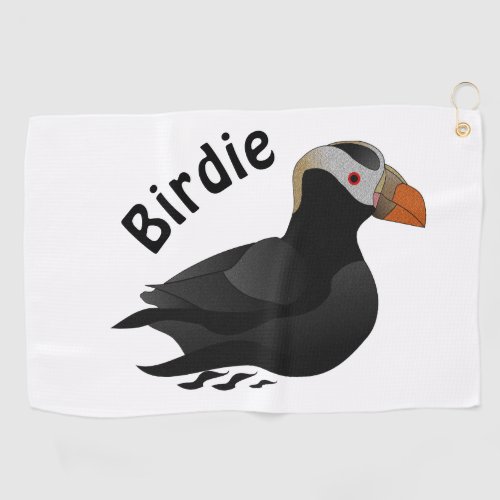 Adorable Crested Puffin Cartoon Swimming Golf Towel