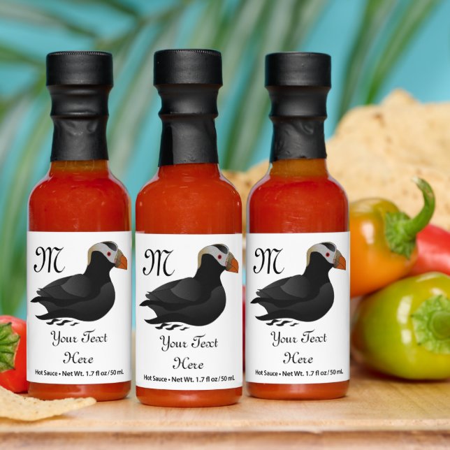 Adorable Crested Puffin Cartoon Swimming Hot Sauces (Multi)