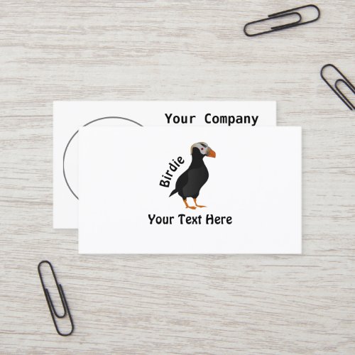 Adorable Crested Puffin Standing Cartoon Business Card