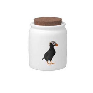 Adorable Crested Puffin Standing Cartoon Candy Jar