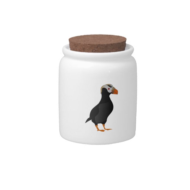 Adorable Crested Puffin Standing Cartoon Candy Jar (Front)