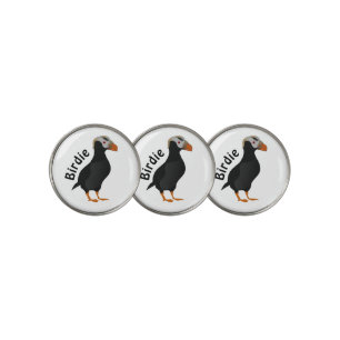 Adorable Crested Puffin Standing Cartoon Golf Ball Marker