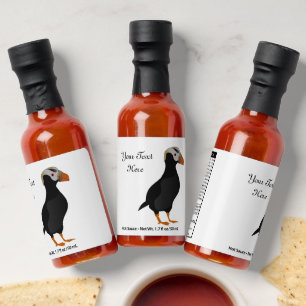 Adorable Crested Puffin Standing Cartoon Hot Sauces