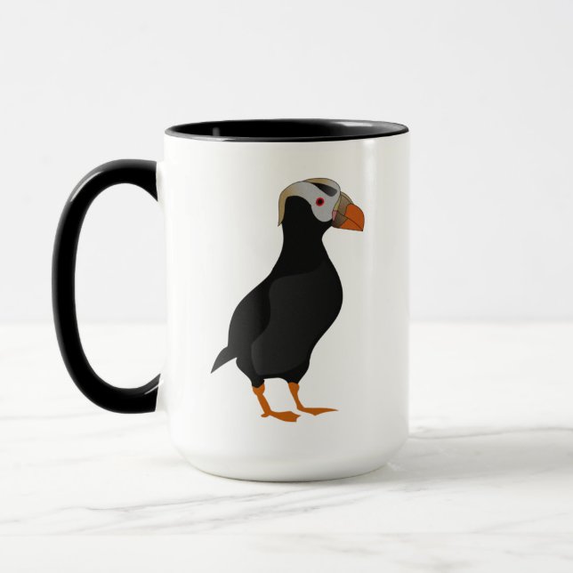 Adorable Crested Puffin Standing Cartoon Mug (Left)