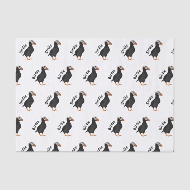 Adorable Crested Puffin Standing Cartoon Tissue Paper (Front)