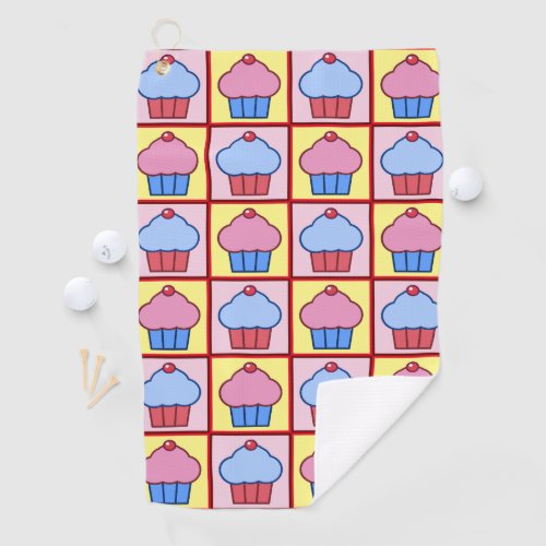 Adorable Cupcake Pattern Golf Towel