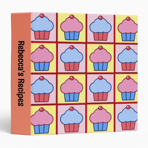 Adorable Cupcake Pattern Personalized 3 Ring Binder