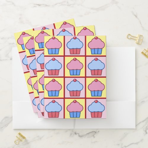 Adorable Cupcake Pattern  Pocket Folder