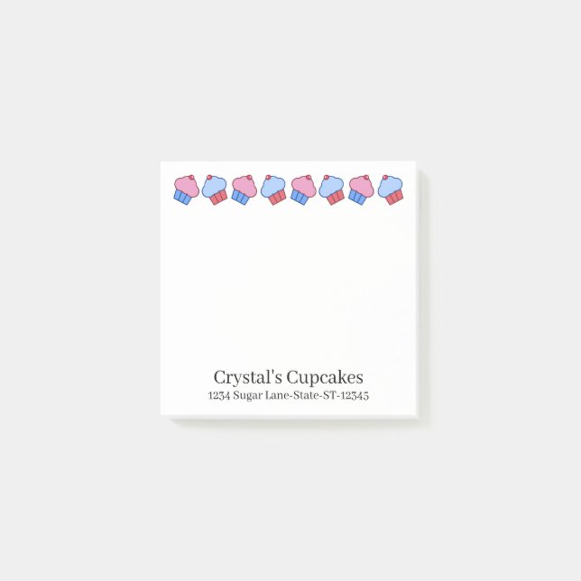 Adorable Cupcake Personalized  Post-it Notes (Front)