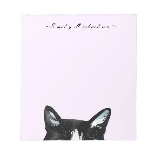 Adorable Curious Peeking Cat and Add Name Notepad