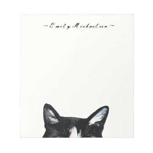Adorable Curious Peeking Cat and Add Name Notepad