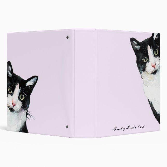 Adorable Curious Peeking Cats and Add Name Purple 3 Ring Binder (Background)