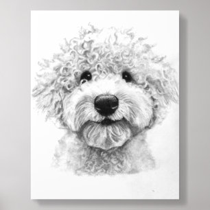 Adorable curly-haired dog sketch, lagotto acrylic photo tile