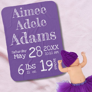 Adorable Custom Birth Stats Baby Blanket 