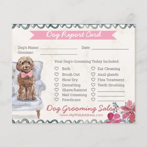 Adorable Custom Dog Grooming Report Card Flyer