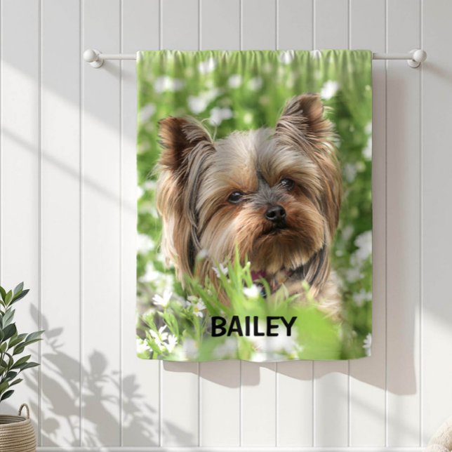 Adorable Custom Pet Photo with Name Fleece Blanket (Creator Uploaded)