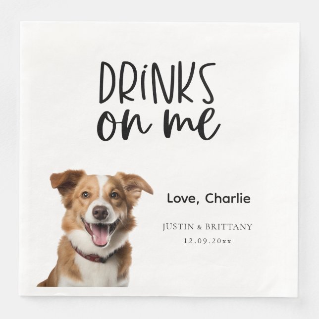 Adorable Custom Pet Wedding Paper Dinner Napkins (Front)