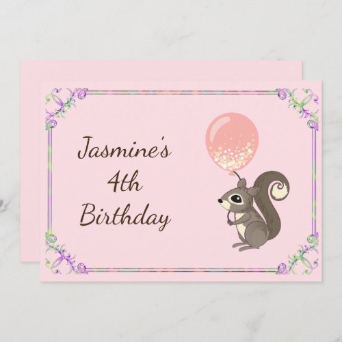 Adorable Custom Squirrel Birthday Invite
