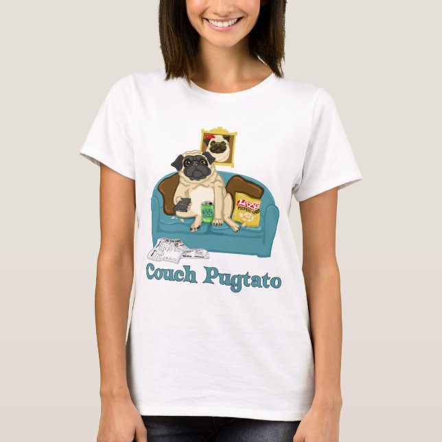 Adorable Customizable Couch Pugtato Tees, Gifts T-Shirt (Front)