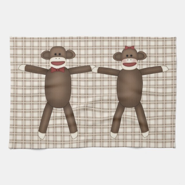 Adorable Customizable Sock Monkey Tees, Gifts Kitchen Towel (Horizontal)