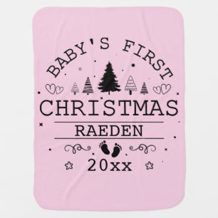 Adorable Cute Baby Boy's Blue First Christmas Year Blanket